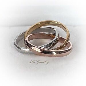 💎LUXURY 3 PC Trinity Intertwined Ring Gold, Silver & Rose Gold 3 Piece Tricolor